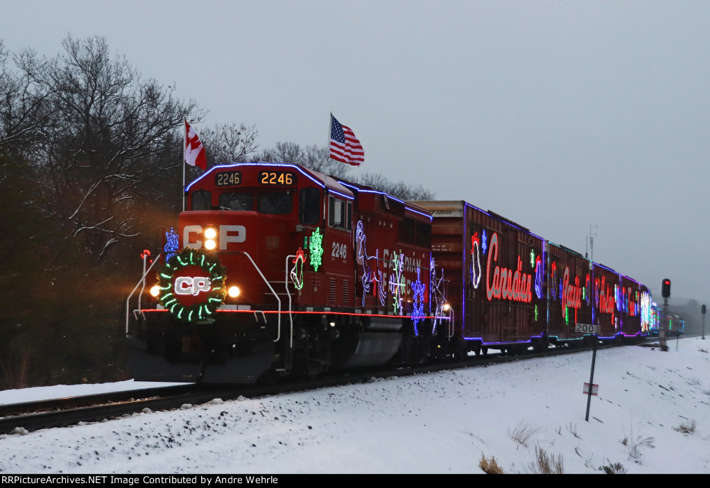 CP 2246, the red-nosed (well, all red) locomotive